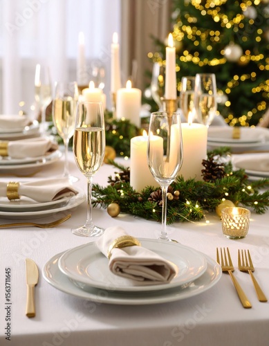 Elegant Christmas Dinner Table Setting. (1)