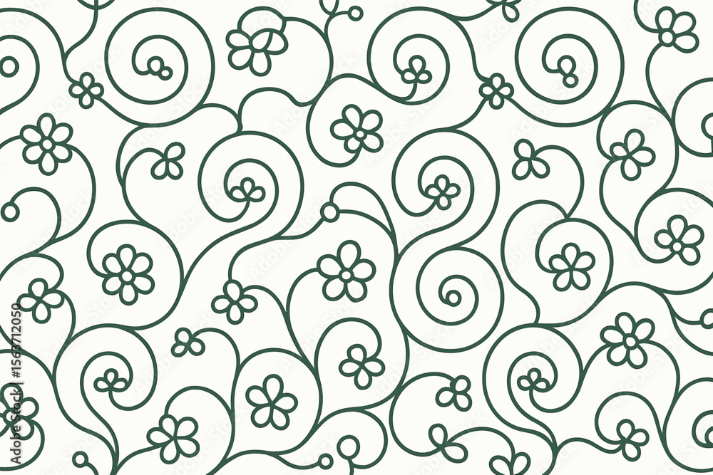 Seamless floral pattern with swirling vines and simple blossoms Seamless floral pattern with swirling vines and simple blossoms