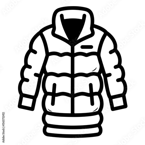 Black and white puffer jacket illustration, vector design element