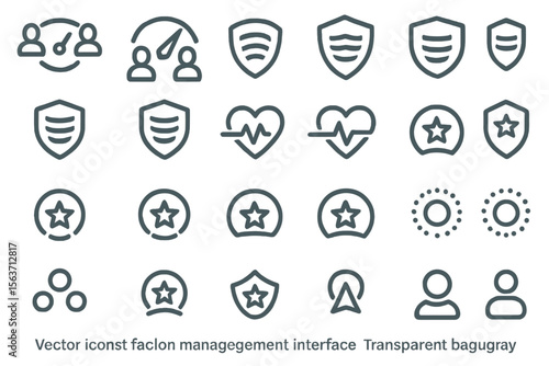 Set of vector icons representing teamwork, security, health, and personal growth.