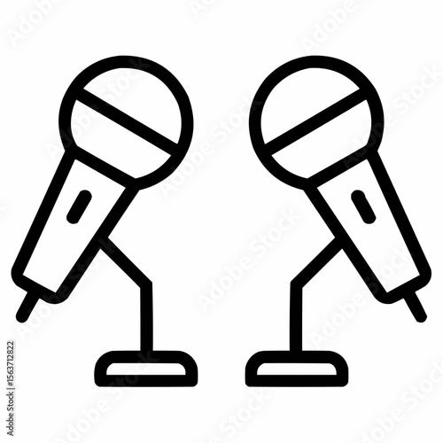 Two mics facing each other. Interview format