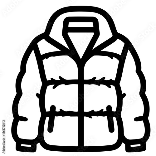 Black and white puffer jacket illustration, vector design