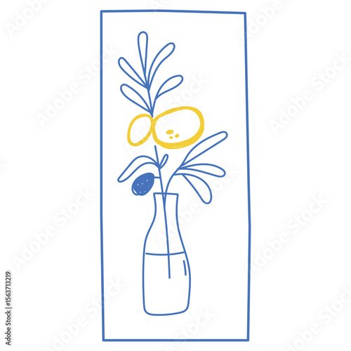 Simple Contour Outline Flower Print Pattern. Travel and Vacation Rest Theme. Summer Resort Art Swatch Doodle Line Hand Crafted Decoration. Simple Sketch Outline Bouquet Drawing.