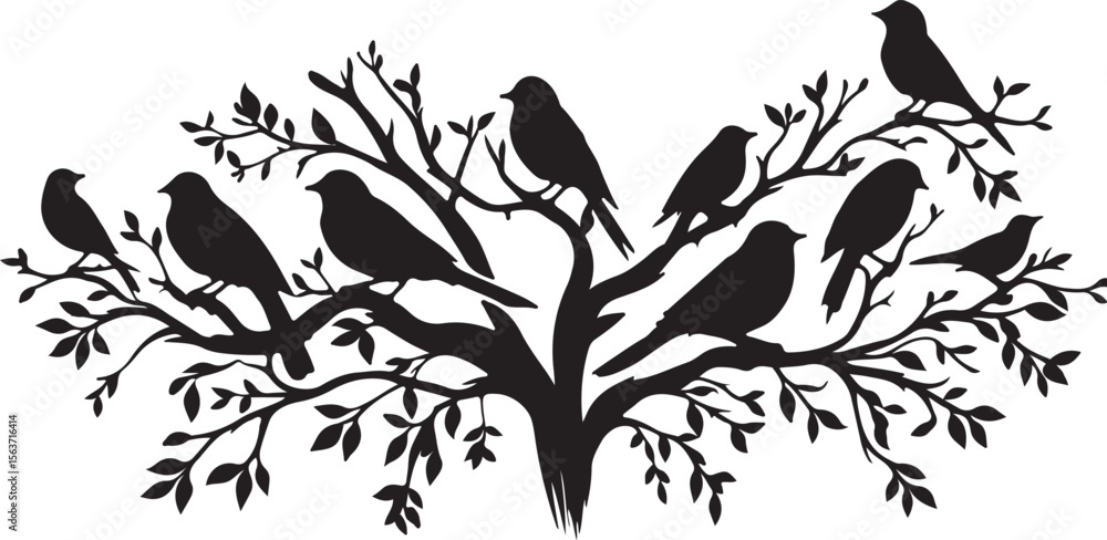 Fototapeta premium Brid group Silhouette 2