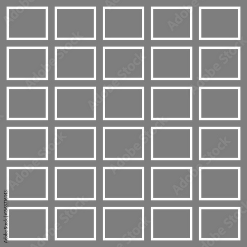 Empty Gray Photo Album Page Layout with Evenly Spaced White-Edged Rectangular Frames for Organizing Pictures or Memories. Illustration