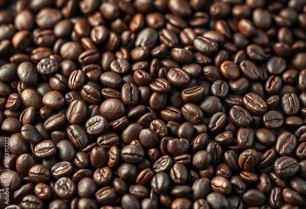 Fototapeta premium Dark roasted coffee beans blended with lighter roast, brew, grains