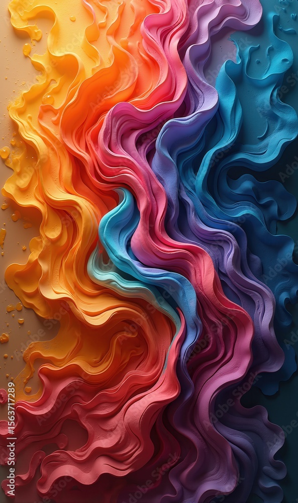 Obraz premium A vibrant abstract wave of colors that evoke creativity and energy, perfect for artistic projects, branding, and digital design.