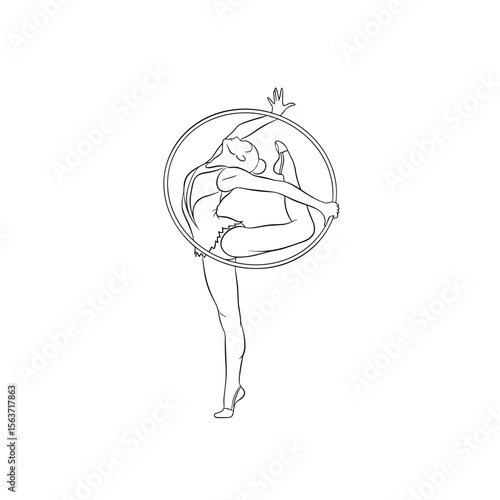 Aerial performer inside hoop demonstrating flexibility and strength  