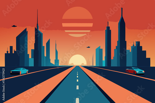 london skyline in sunset