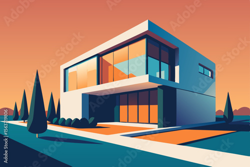 vector illustration of modern building
