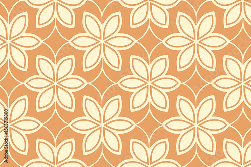 Seamless geometric floral pattern with cream petals on terracotta