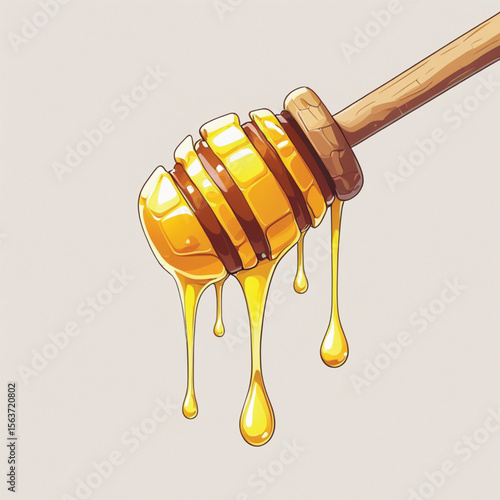 honey dripping from wooden spoon