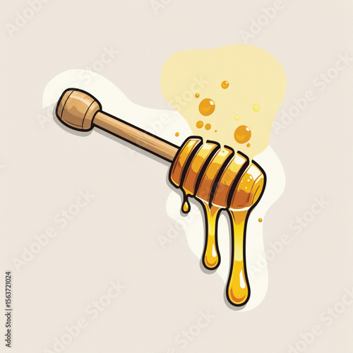 honey dripping from a wooden dipper