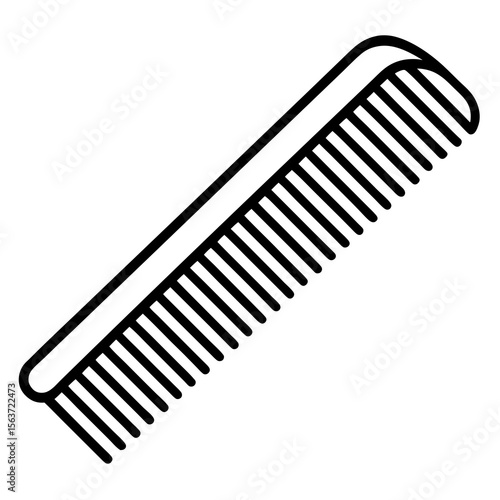 Simple black line drawing of a hair comb on a white background