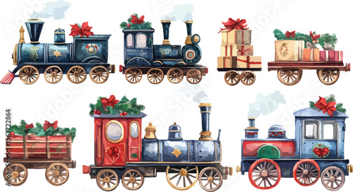 Retro steam locomotive engine vector illustration