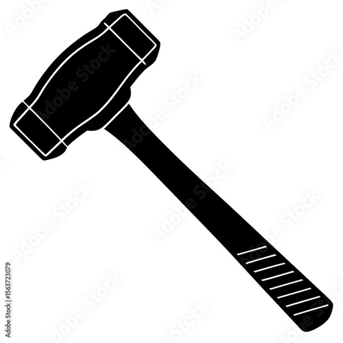 Black silhouette of a sledgehammer with a white outline on a white background