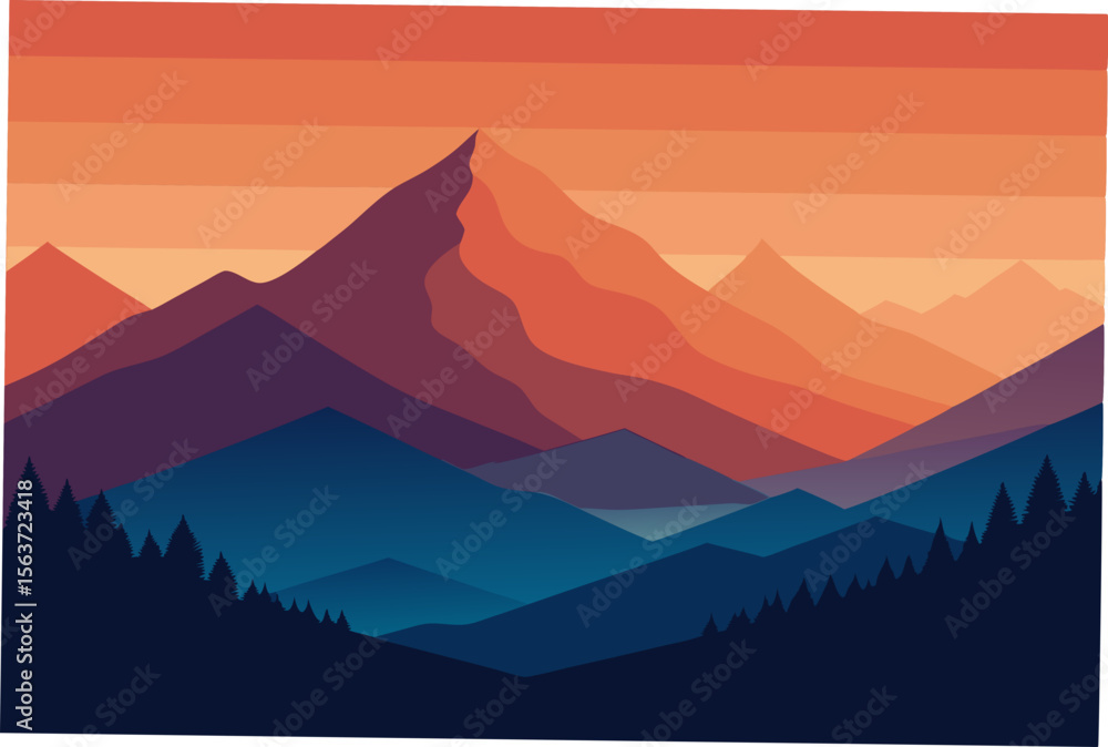 Naklejka premium mountain landscape vector illustration