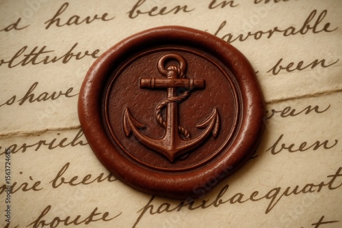 A wax seal with an anchor on top of a piece of paper