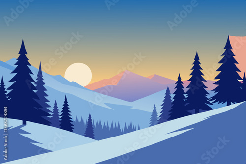 winter landscape with mountains
