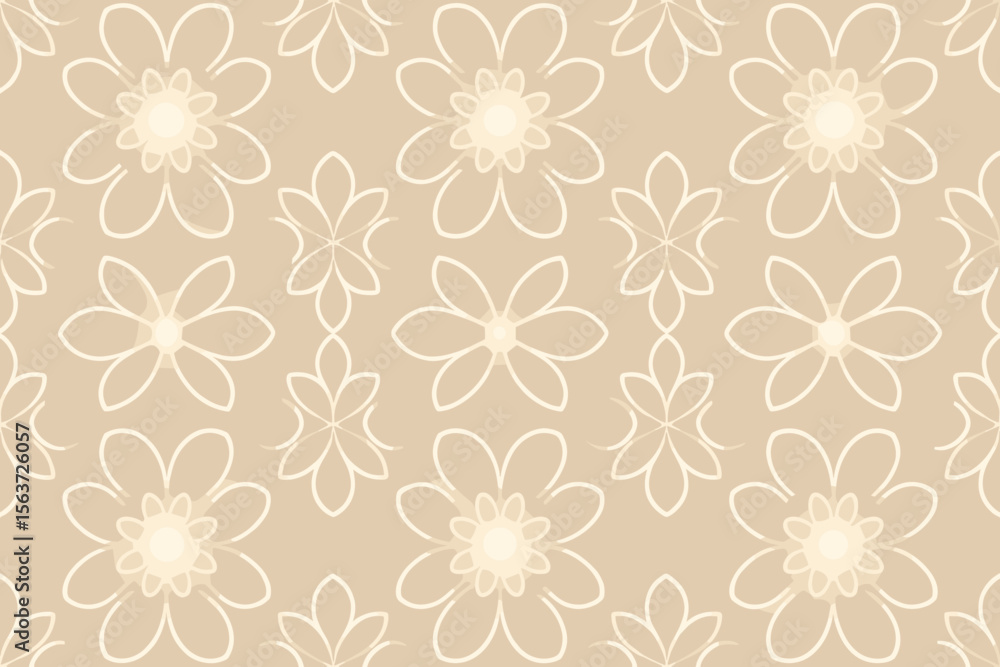 Fototapeta premium Elegant seamless floral pattern with glowing white petal outlines