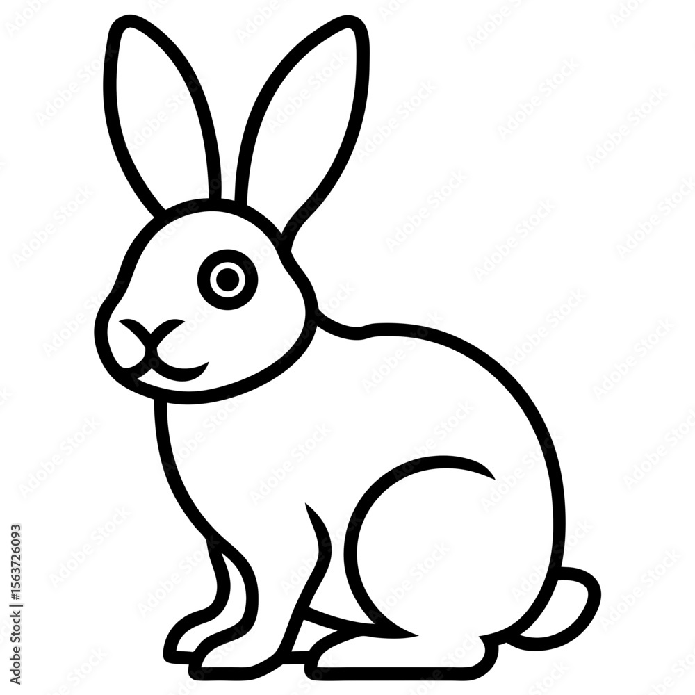 Obraz premium Cruelty-Free Bunny Icon Vector - Generative AI Linocut Silhouette Design