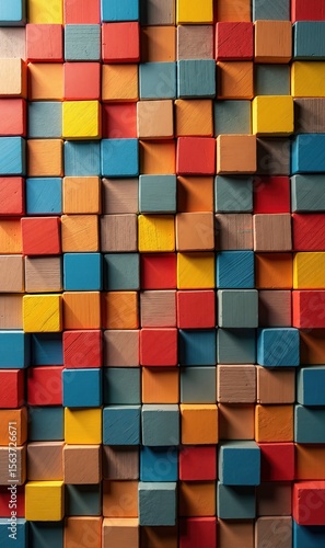 A vibrant arrangement of colorful building blocks, perfect for representing creativity, play, or education in various marketing and design contexts.