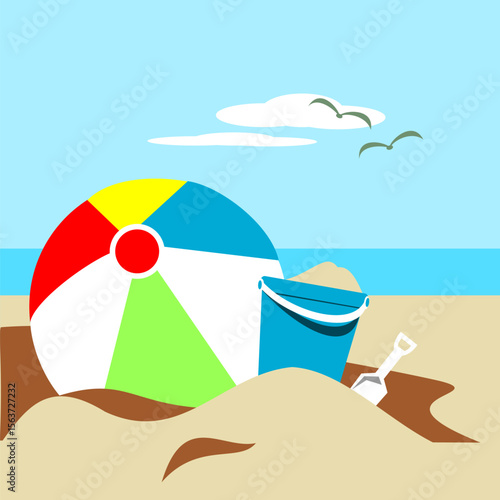 Beach ball on the beach