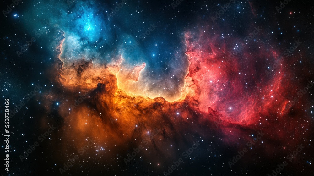 Fototapeta premium Vibrant cosmic clouds in dark space