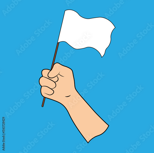 Hands Holding a Surrender Flag. Flat Vector illustration