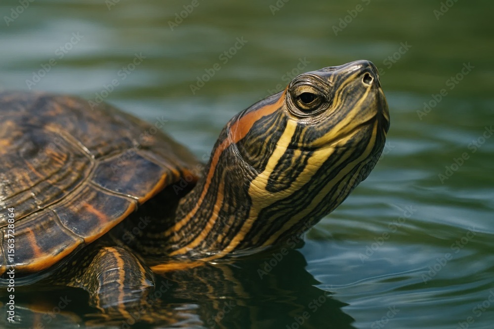 Obraz premium A turtle swimming in a body of water