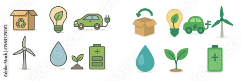 Visual representation of eco-friendly symbols illustrating sustainability concepts and green technology initiatives