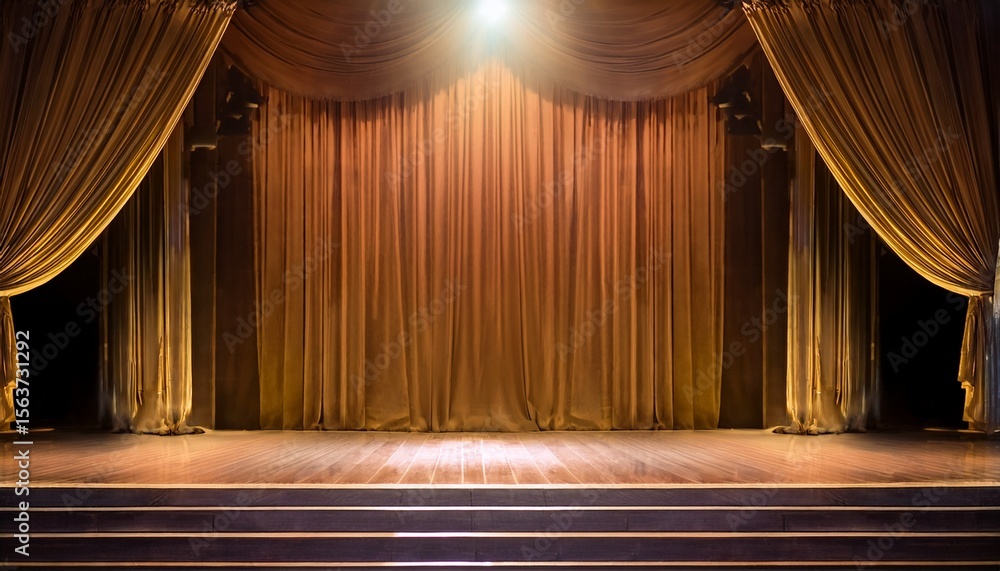 Fototapeta premium stage with illuminated steps and a velvet curtain