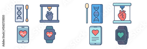 Health technology applications showcase heart monitoring and genetic testing tools in modern healthcare settings