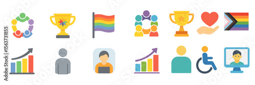 Diverse symbols representing community, achievement, and inclusivity in an engaging and colorful display