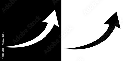 Black and white curve arrow icon. flat style. arrow icon for your web site design, logo, app, UI. arrow indicated the direction symbol.