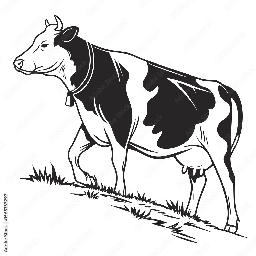 Fototapeta premium black and white cow vector