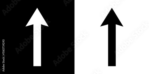 Black and white Straight arrow graph up ward direction. flat style tick icon for web site design, logo, app, UI design