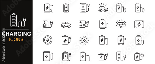 A variety of energy-related icons for designing applications in the tech and renewable energy sectors.