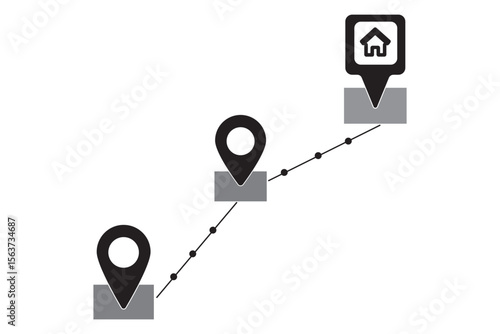 location icon, map pin icons in outline, black, and red styles. for maps, GPS, navigation apps, location markers, address indications, and geolocation interfaces 