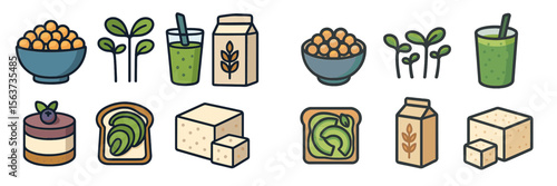 Healthy snacks and drinks displayed in a colorful and vibrant layout featuring bowls, smoothies, and spreads