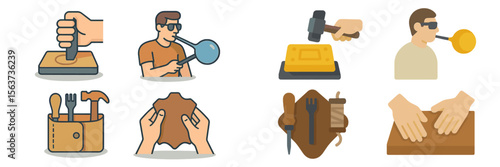 Workshops showcase various crafting techniques including leatherwork, glassblowing, and woodworking for skill enhancement