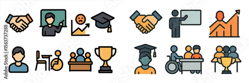 Educational collaboration and achievement symbols illustrating teamwork and success in learning environments