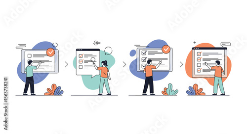 Visualizing the Project Management Process with Task Completion and Checklists Over Time