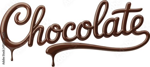 Chocolate Text Effect with Dripping Liquid, Sweet Dessert Food Concept for Confectionery and Bakery isolated on transparent background