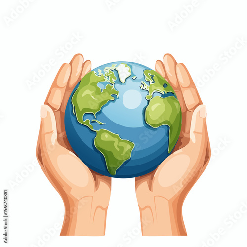 Earth globe held gently in hands representing environmental protection and care.