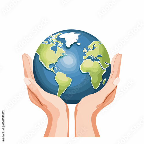 Earth held gently in hands representing environmental protection and global care concept