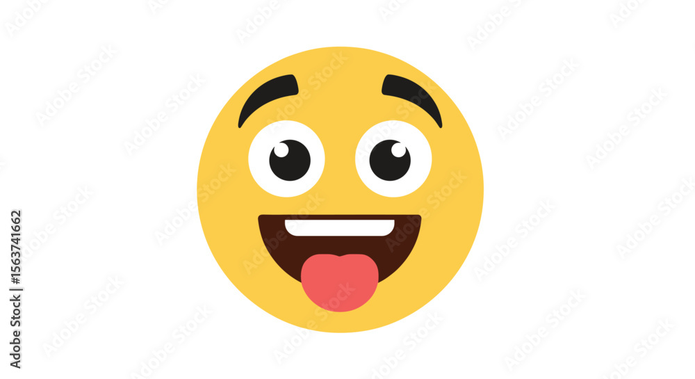 Fototapeta premium A very silly and happy yellow face emoji sticking its tongue out in a funny expression