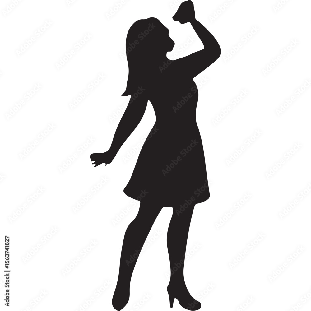 Silhouette of a woman saluting, perfect for patriotic and military Independence Day art Silhouette of a woman saluting, perfect for patriotic and military Independence Day art