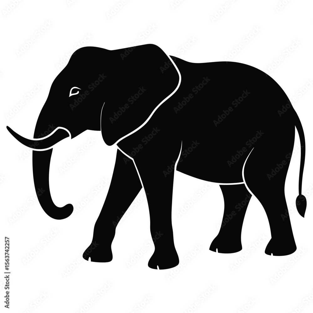 Fototapeta premium Walking Elephant Silhouette Vector – Bold Wildlife Design