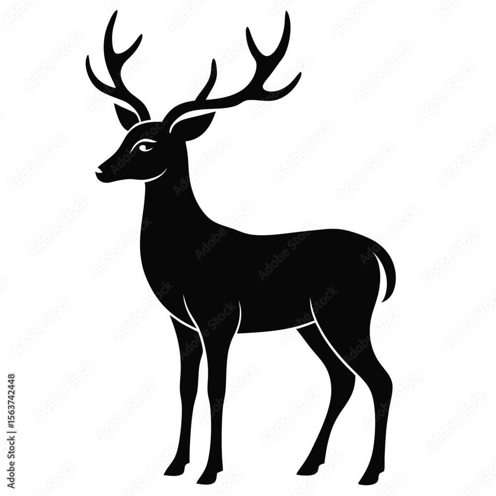 Obraz premium Elegant Deer Silhouette Vector – Forest Animal Minimal Art